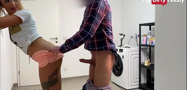  MyDirtyHobby - Babe catches plumber jerking off and spreads her legs